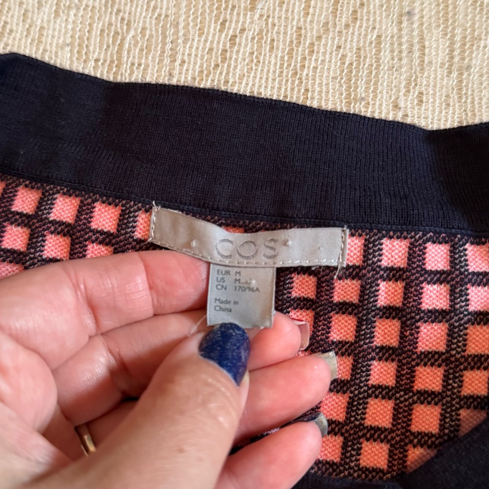 Cos Checked Button Front Sweater Jacket - image 2